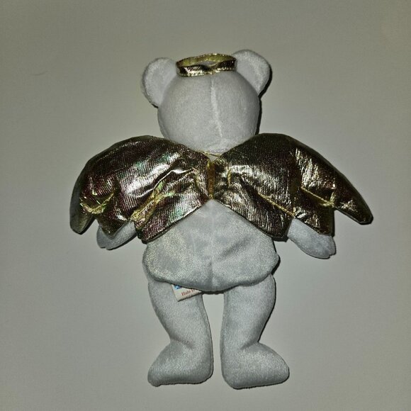2 Ty Beanie Baby Angel Teddy Bear Lot Halo 1998 Halo II 2000 Pink Gold Ribbons - Picture 5 of 14